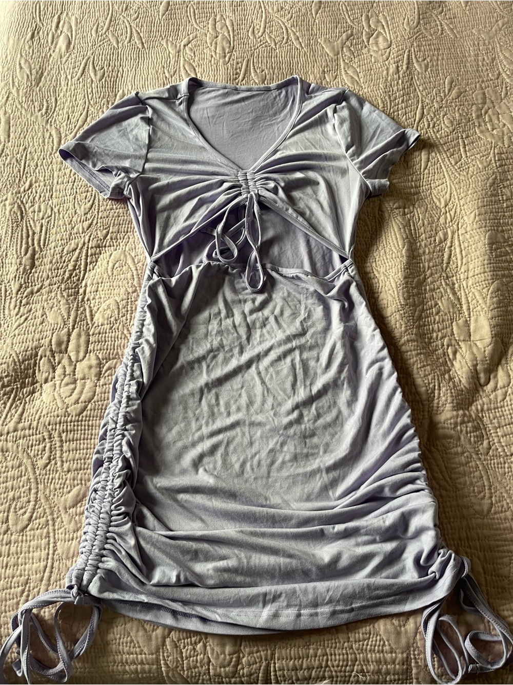 Lilac Ruched Cutout Bodycon Dress